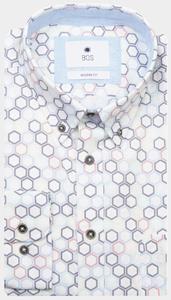 Bos Bright Blue Casual hemd lange mouw blade print shirt ls 24107bl20bo/500 color