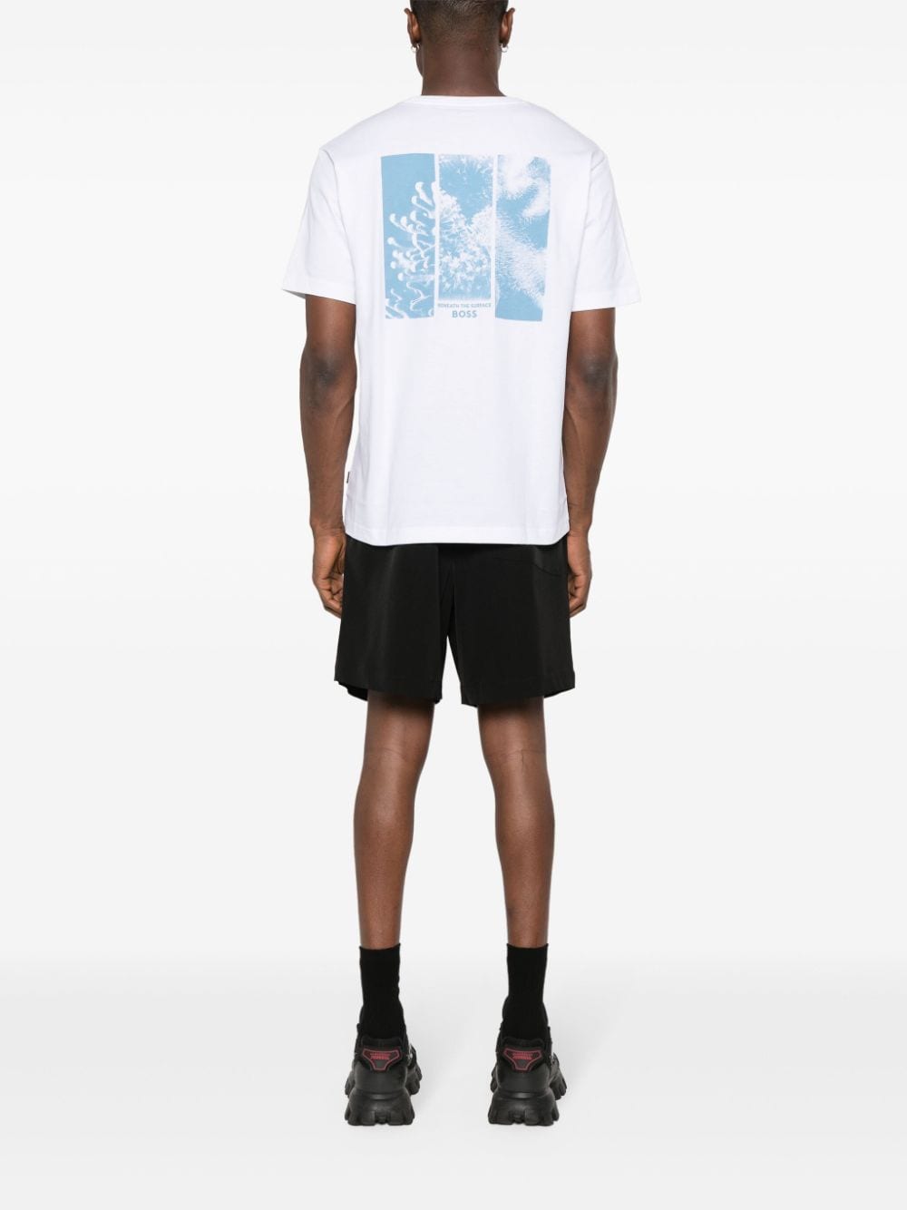 BOSS coral-print cotton T-shirt - Wit
