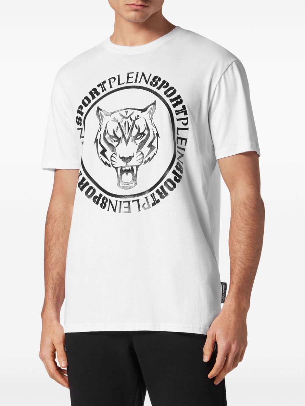 Plein Sport Carbon Tiger-print cotton T-shirt - Wit