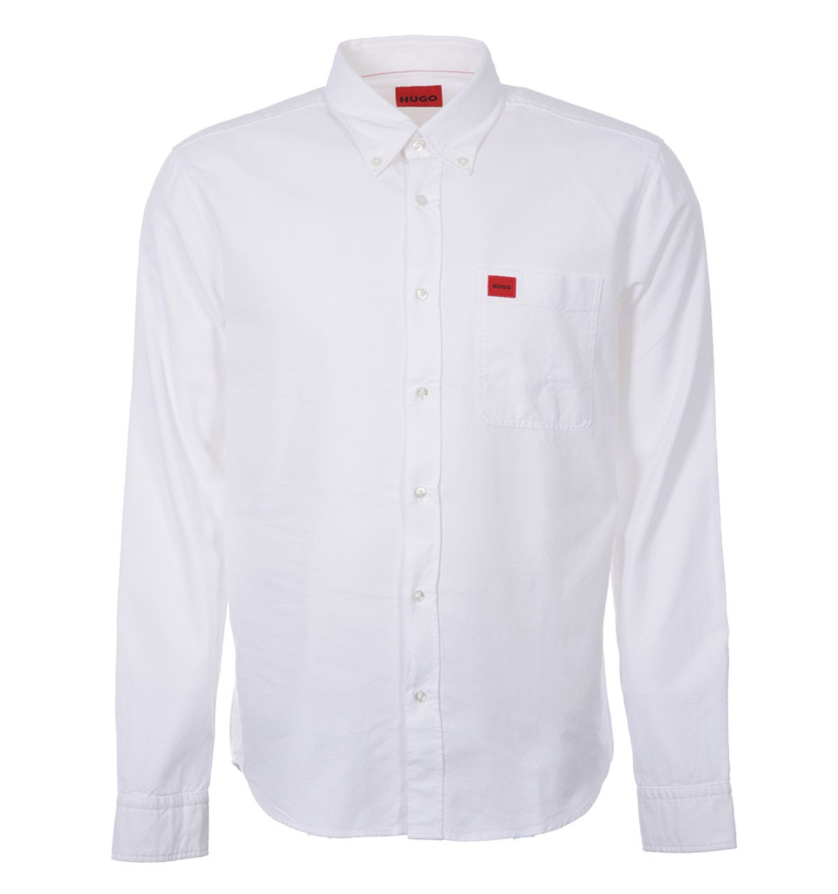 HUGO Woven Logo Slim Fit Oxford Shirt - Wit