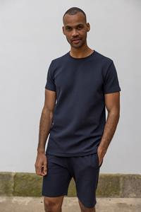 DIRTS Herren vegan Waffel-Set T-Shirt Und Shorts Saphir