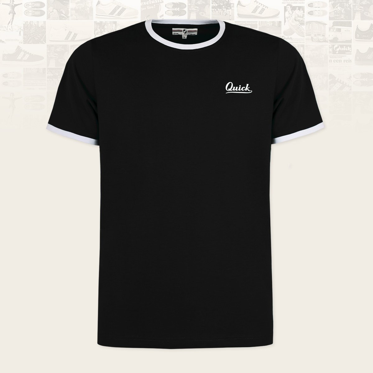 Quick-Q1905 Heren T-shirt Kapitein | Zwart/Wit