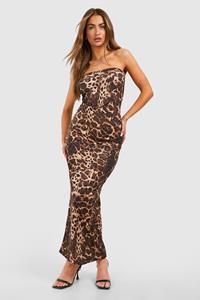 Boohoo Leopard Bandeau Maxi Dress, Leopard