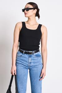 JAN N JUNE JAN 'N JUNE Damen vegan Rippen-Top Talli Schwarz