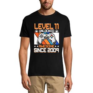 Ultrabasic Gaming-T-shirt voor heren, niveau 11 ontgrendeld - geweldig sinds 2009 - 11e verjaardagscadeau