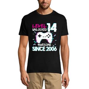 Ultrabasic Gaming-T-shirt voor heren, niveau 14 ontgrendeld - geweldig sinds 2006 - 14e verjaardagscadeau