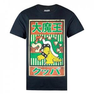Super Mario Heren Vintage Bowser Japanse Poster T-Shirt