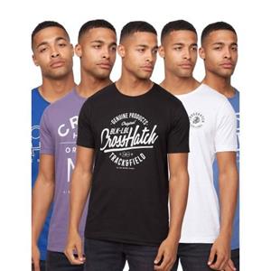 Crosshatch Heren Flomax T-shirt met diverse ontwerpen (Pakket van 5)