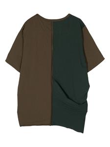 Ziggy Chen T-shirt met colourblocking - Bruin