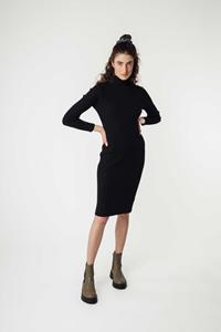 MELA Damen vegan Kleid Shivani Rib Knit Schwarz