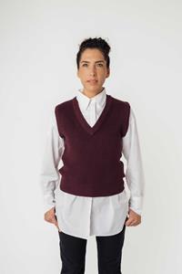 MELA Damen vegan Strickweste Dayita Weinrot
