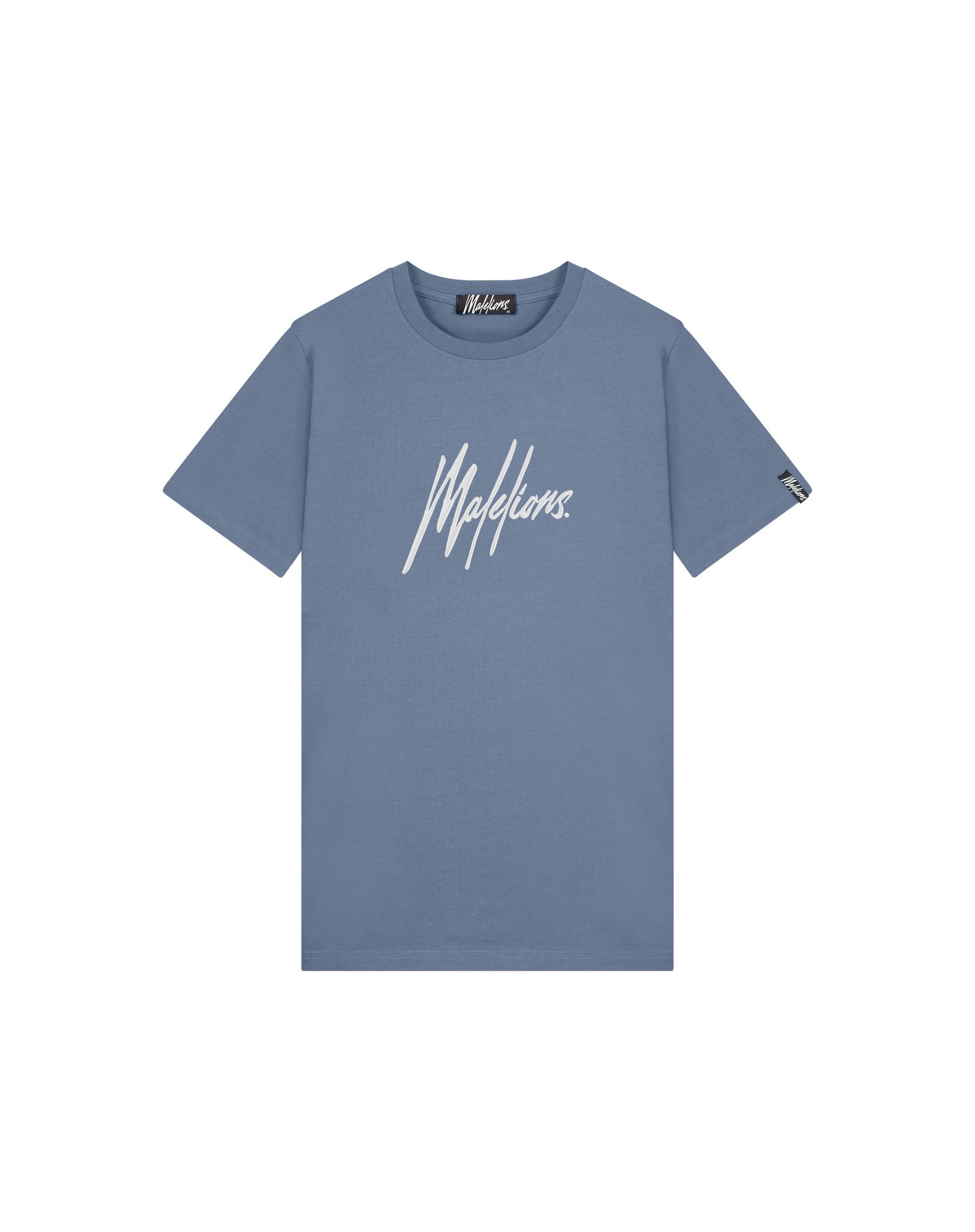 Malelions Men Essentials T-Shirt - Stone Blue/White