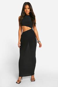 Boohoo Cut Out Slinky Maxi Dress, Black