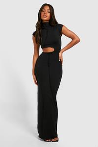 Boohoo Exposed Seam Cut Out Maxi Dress, Black
