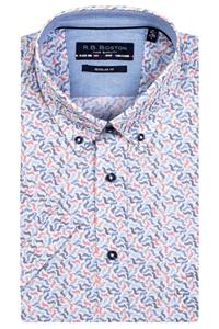 Bos Bright Blue R.b. boston casual hemd korte mouw korte mouw shirt regular fit 316670/332