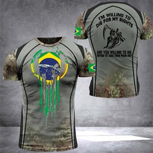 Xin nan zhuang Vintage Brazilië Vlag T-shirt Heren T-shirts 3D Print Veteranen Braziliaanse Shirt O-hals Oversized Streetwear Korte Mouwen Camo Tops