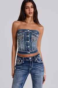 Jaded London Rock Revival Denim Corset Top