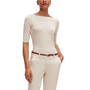 Comma Shirt met korte mouwen met strepen en slim fit