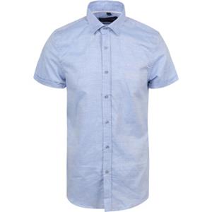 Suitable Short Sleeve Overhemd Linnen Lichtblauw