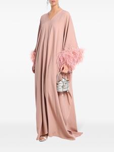 Taller Marmo Gala feather-trim kaftan dress - Roze