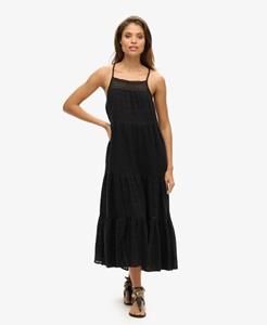 Superdry Female Vintage Cami Maxi-jurk met Kant Zwart