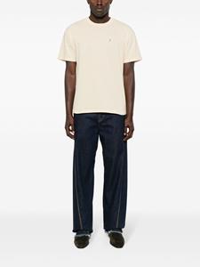 Saint Laurent Cassandre-embroidered piqué T-shirt - Geel