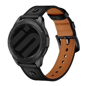 Strap-it Honor Watch GS 4 geschroefde leren bandje (zwart)