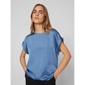 Vila Kurzarmshirt "VIELLETTE S/S SATIN TOP - NOOS", Satin Optik