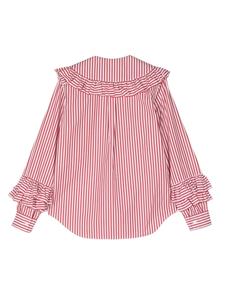 Comme Des Garçons Girl striped ruffled shirt - Wit