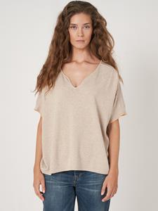REPEAT cashmere Loose fit poncho-trui van katoenmix