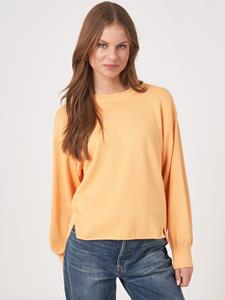 REPEAT cashmere Trui met splitjes van katoenmix