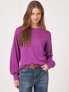 REPEAT cashmere Trui met splitjes van katoenmix