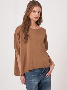 REPEAT cashmere Oversized poncho-trui van katoenmix