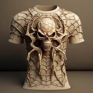 ETST 03 Mode 3D Spider bedrukt T-shirt voor mannen Grappig schedelpatroon Oversized T-shirts Zomer Casual O-hals Korte mouw Trui Tops