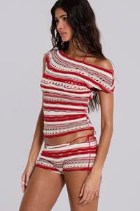 Jaded London Cata Asymmetric Ruffle Knit Top