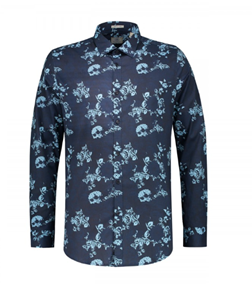 Dstrezzed Overhemdlim Fit Print Navy  