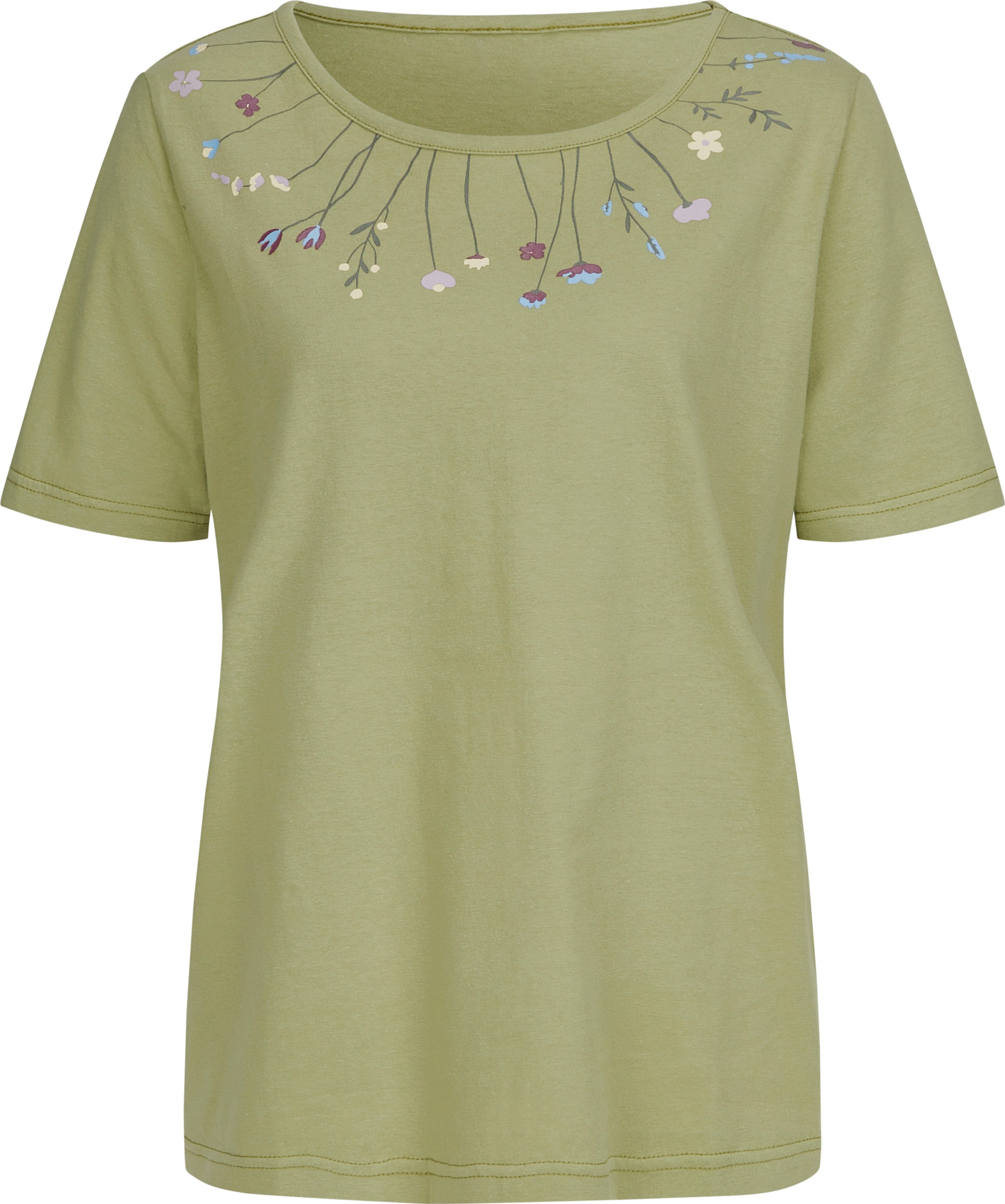 Your Look... for less! Dames Shirt met ronde hals lichtgroen/hemelsblauw Maat