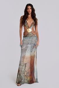 Jaded London Vida Backless Maxi Dress With Shell Trim