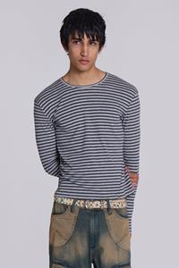 Jaded Man Grey Stripe Mist Long Sleeve Top