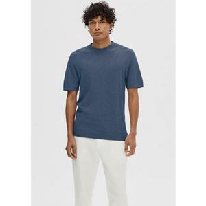 SELECTED HOMME Shirt met korte mouwen SLHBERG LINEN SS KNIT TEE NOOS