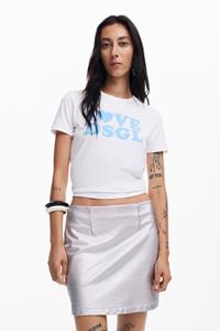 Desigual T-shirt met korte mouwen en bedrukking met een zin. - WHITE