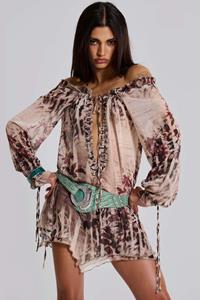 Jaded London Lorenza Sheer Bardot Dress In Oza