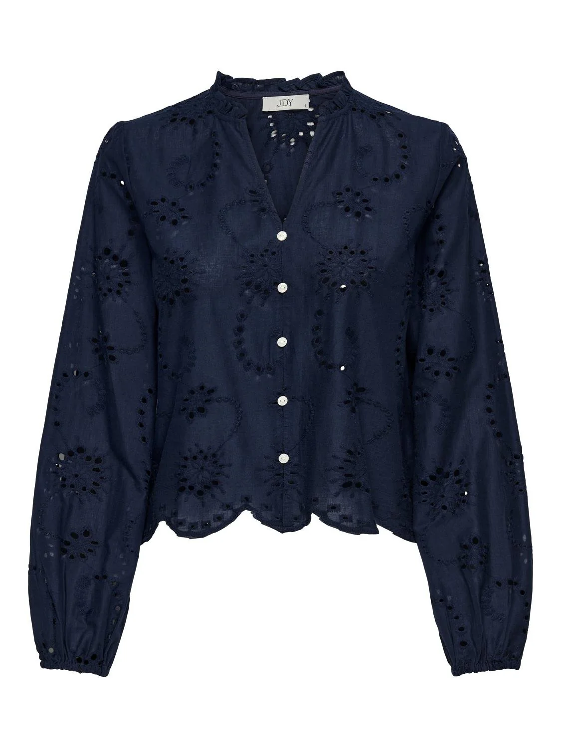Jacqueline de Yong Ditte l/s embroderie short shirt