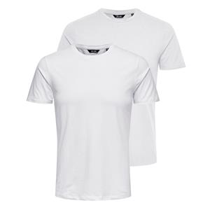 ONLY & SONS T-shirt BASIC LIFE SLIM O-NECK 2-PACK (2-delig, Set van 2)
