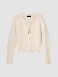 REPEAT cashmere Katoenen gebreid vest met strikkoord