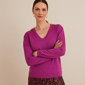 ANNE WEYBURN Trui met V-hals in fijn tricot, mixed wol