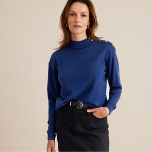 ANNE WEYBURN Trui met opstaande kraag, fijn tricot, mixed wol
