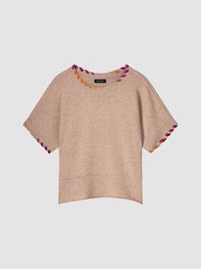 REPEAT cashmere poncho-trui van biologisch cashmere met geborduurde festonsteek