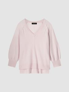 REPEAT cashmere Raglan cashmere V-hals trui met gevlochten detail