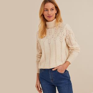 ANNE WEYBURN Trui met rolkraag, in fijn pointelle tricot